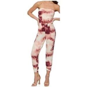 Full Circle Women’s‎ Tie-Dye Strapless Jumpsuit Burgundy Size XL Plus Size